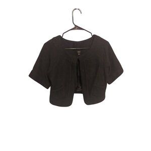 Massimo Women's Size XS Black Sparkly Cropped Short Sleeve Jacket Hook Eye Close